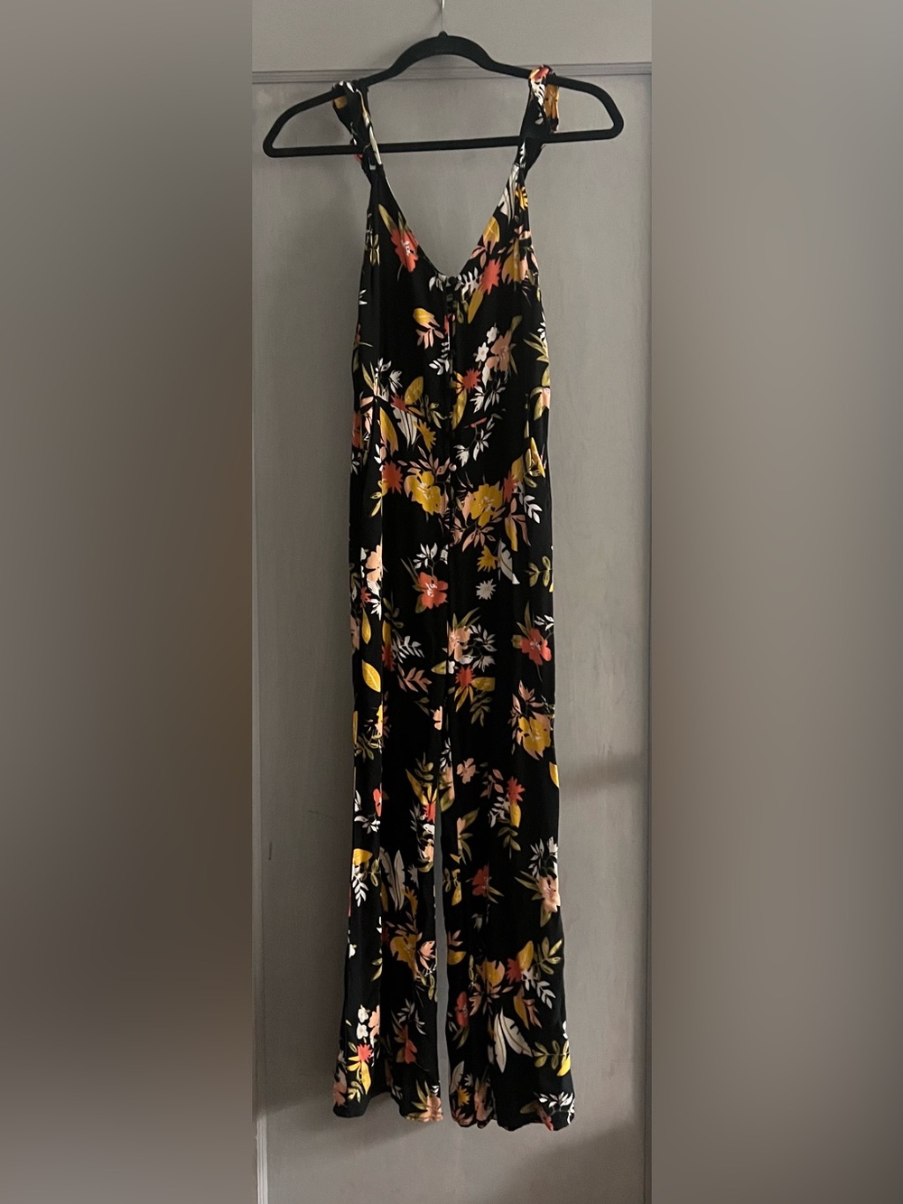 saltwater LUXE Black Floral Jumpsuit with Yellow & Pink Accents